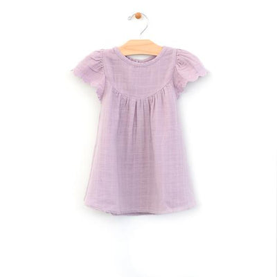 Lace Sleeve Muslin Dress - Lilac