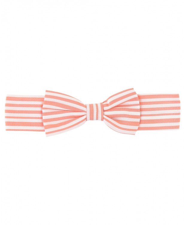 Coral Stripe Bow Headband