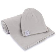 Jersey Cotton Spandex Swaddle Blanket with Hat - Grey