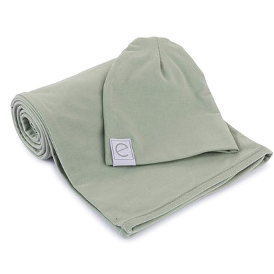 Jersey Cotton Spandex Swaddle Blanket and Hat - Sage