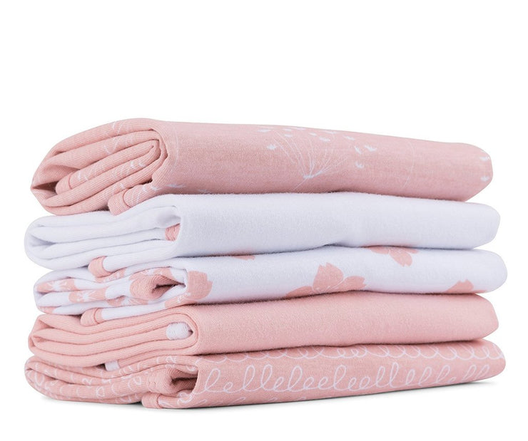 Waterproof Reversible Burp Cloth Set of 5 - Pink