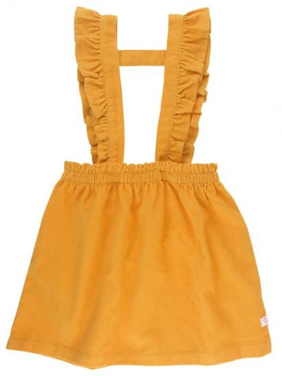 Golden Yellow Corduroy Ruffle Strap Skirt